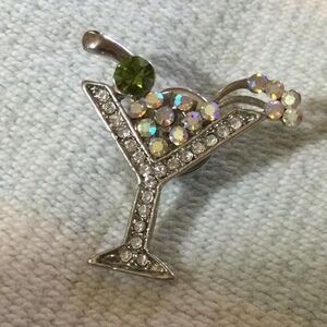 Elegant Silver Cocktail Brooch
